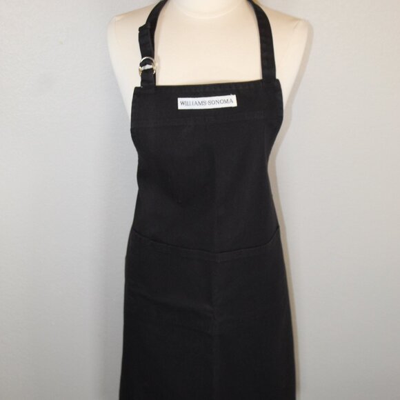 Apron-William Sonoma black chefs apron cotton Twill tie string Adult - Picture 1 of 5